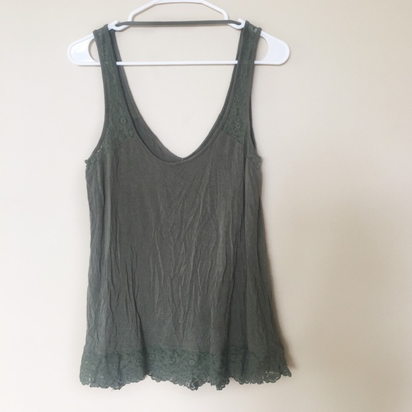 American Eagle Outfitters Tops - American Eagle Soft & Sexy Green Lace Tank L
